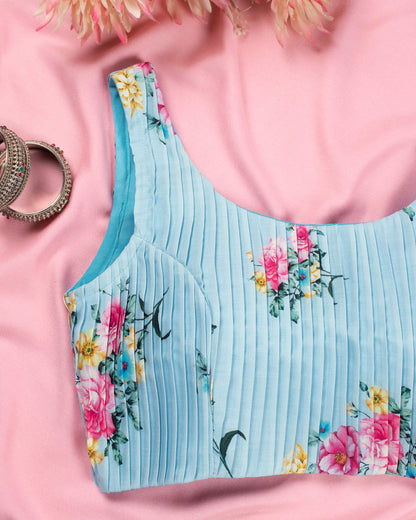Floral Printed Pleated Rayon Blouse