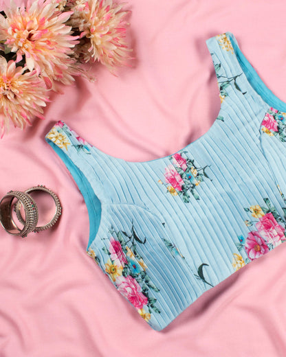 Floral Printed Pleated Rayon Blouse