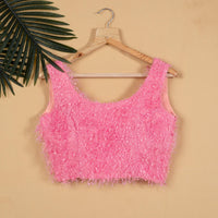 Taffy Pink Long Hair Fur Strappy Blouse
