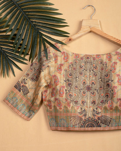 Madhuvanii Printed Boat Neck Blouse
