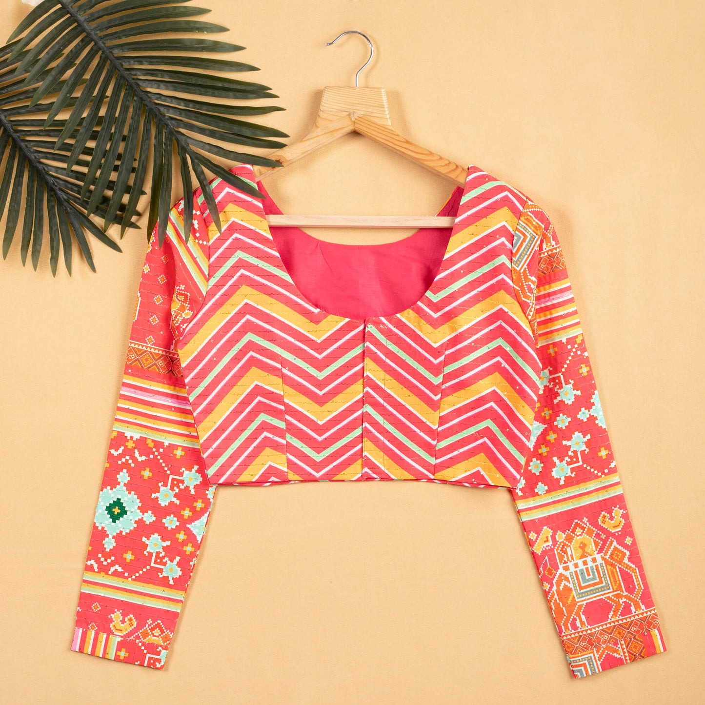 Traditional Chevron Sequins Embroidery Blouse