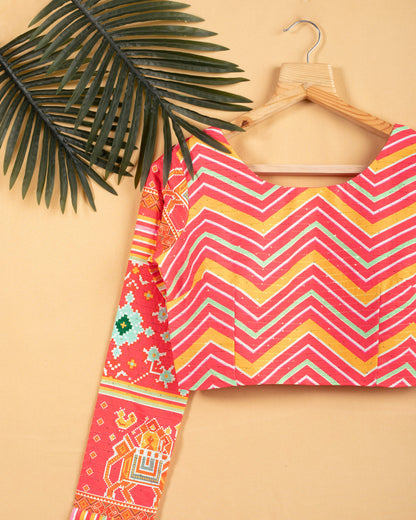 Traditional Chevron Sequins Embroidery Blouse