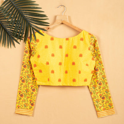 Floral Printed Sequins Embroidery Blouse