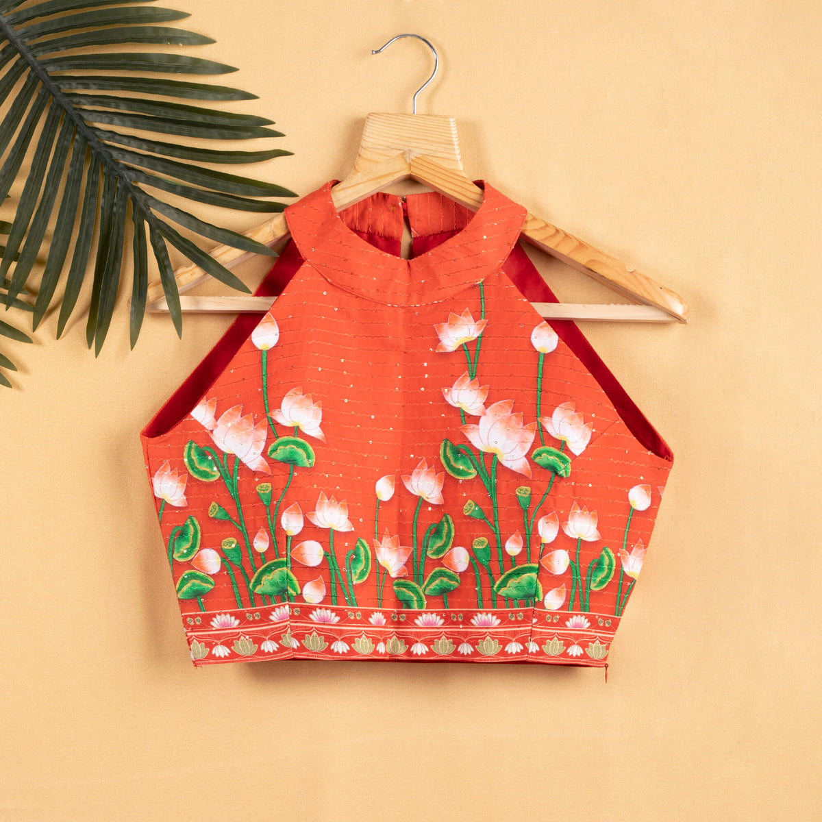 Floral Printed Sequins Embroidery Blouse