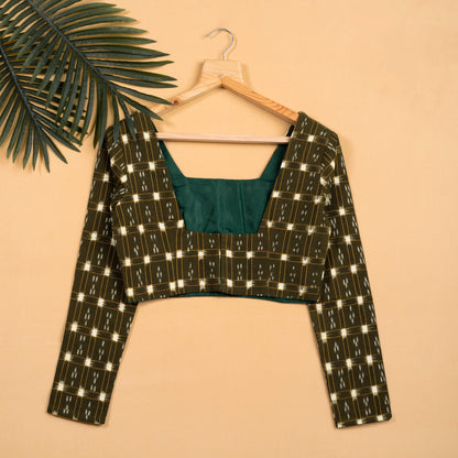 Checks Ikkat Square Neck Blouse