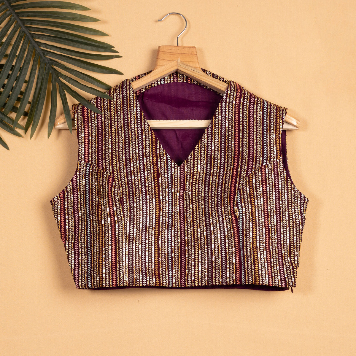 Stripes Exclusive Sequins Collar Blouse