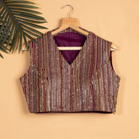 Stripes Exclusive Sequins Collar Blouse