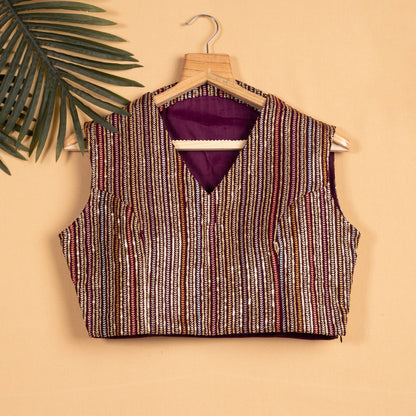 Stripes Exclusive Sequins Collar Blouse