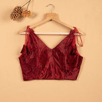 Velvet Spaghetti Tie Up Blouse