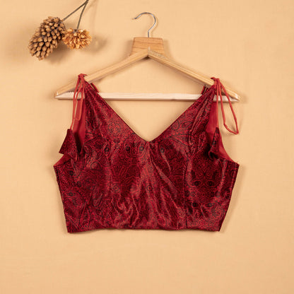 Velvet Spaghetti Tie Up Blouse