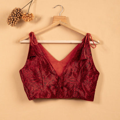 Velvet Spaghetti Tie Up Blouse