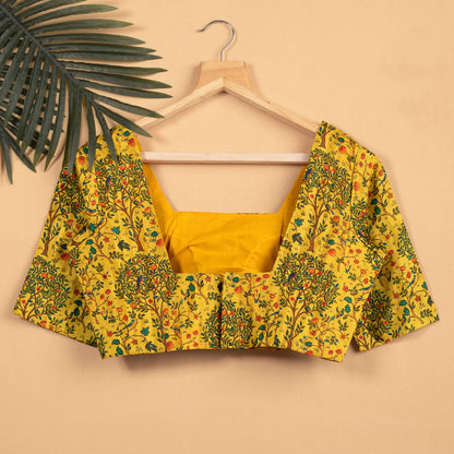 Flaxen Yellow Madhuvanii Printed Blouse