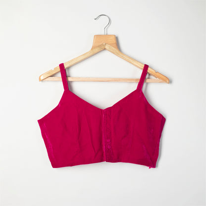 Pink Plain Velvet Fabric Blouse