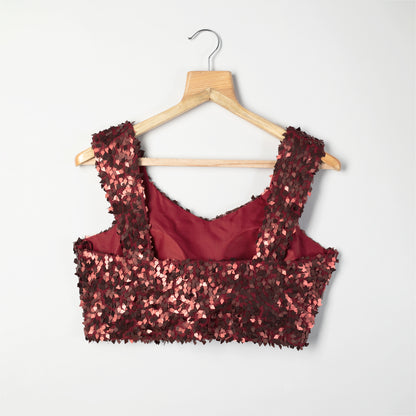 Maroon Fancy Diamond Sequins Blouse