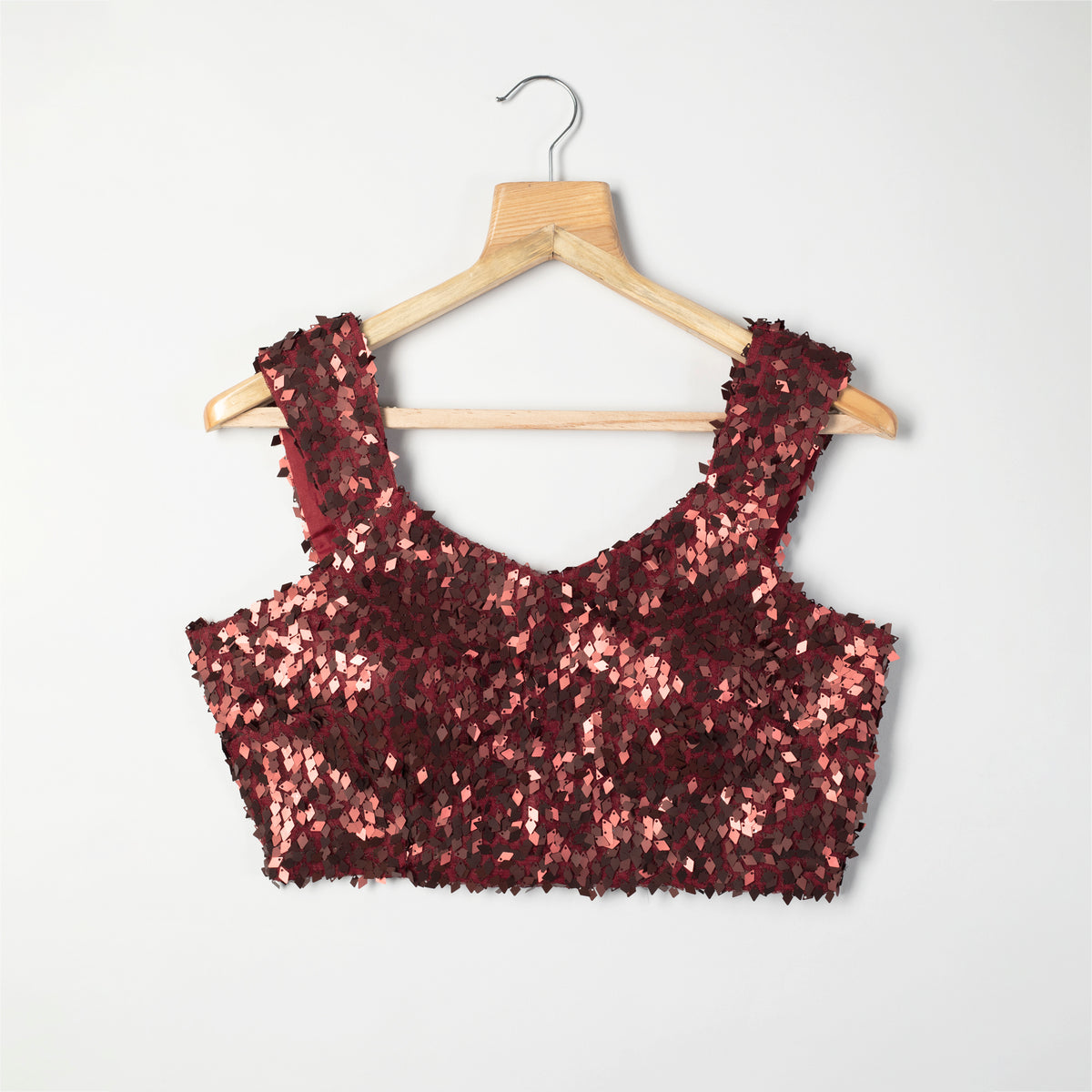Maroon Fancy Diamond Sequins Blouse