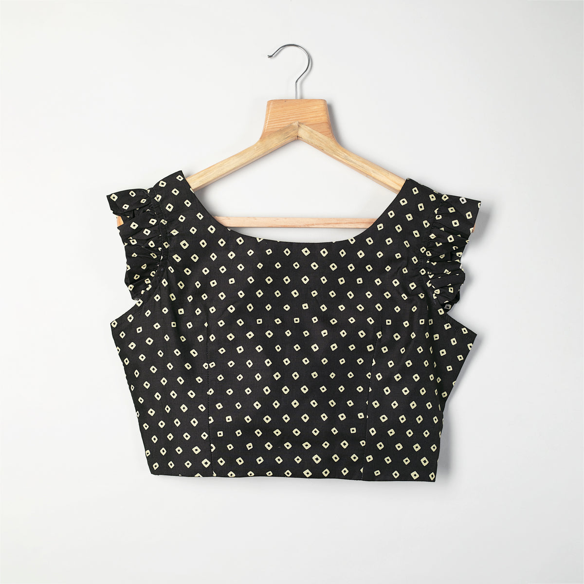 Black Bandhanii Printed Muslin Blouse