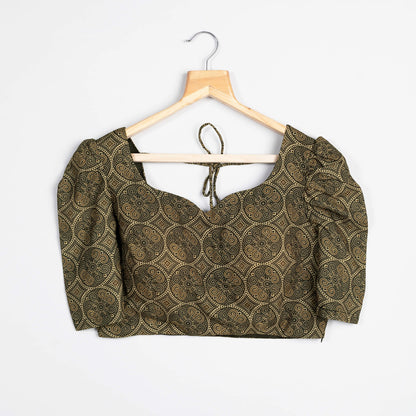 Geometric Puff Sleeve Blouse
