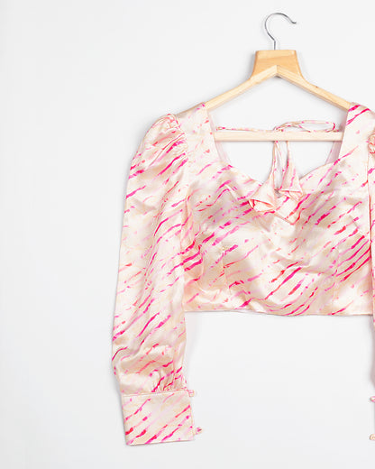 Leheriya Printed Full Sleeve Cuff Button Blouse
