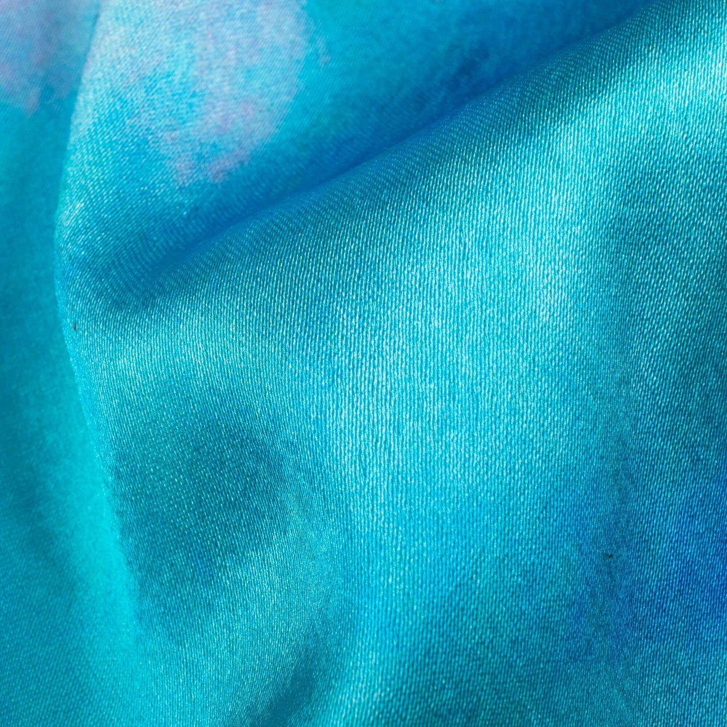 Arpita's Choice Turquoise And Blue Abstract Pattern Digital Print Japan Satin Fabric - Fabcurate
