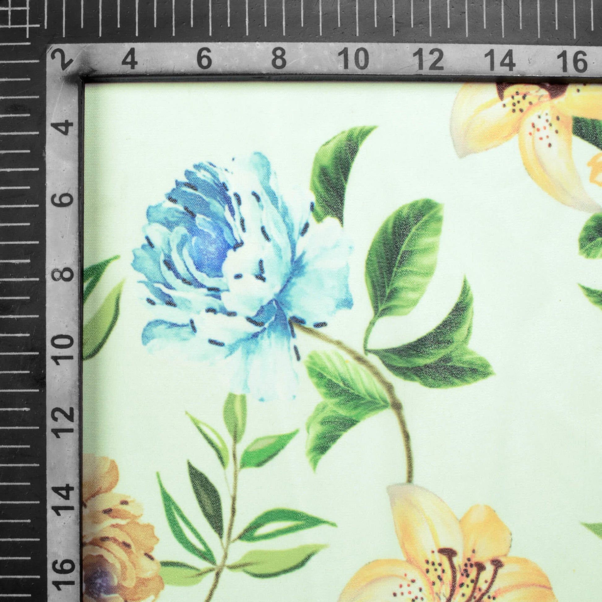 Kavya's Choice Tea Green And Sky Blue Floral Pattern Digital Print Georgette Fabric - Fabcurate