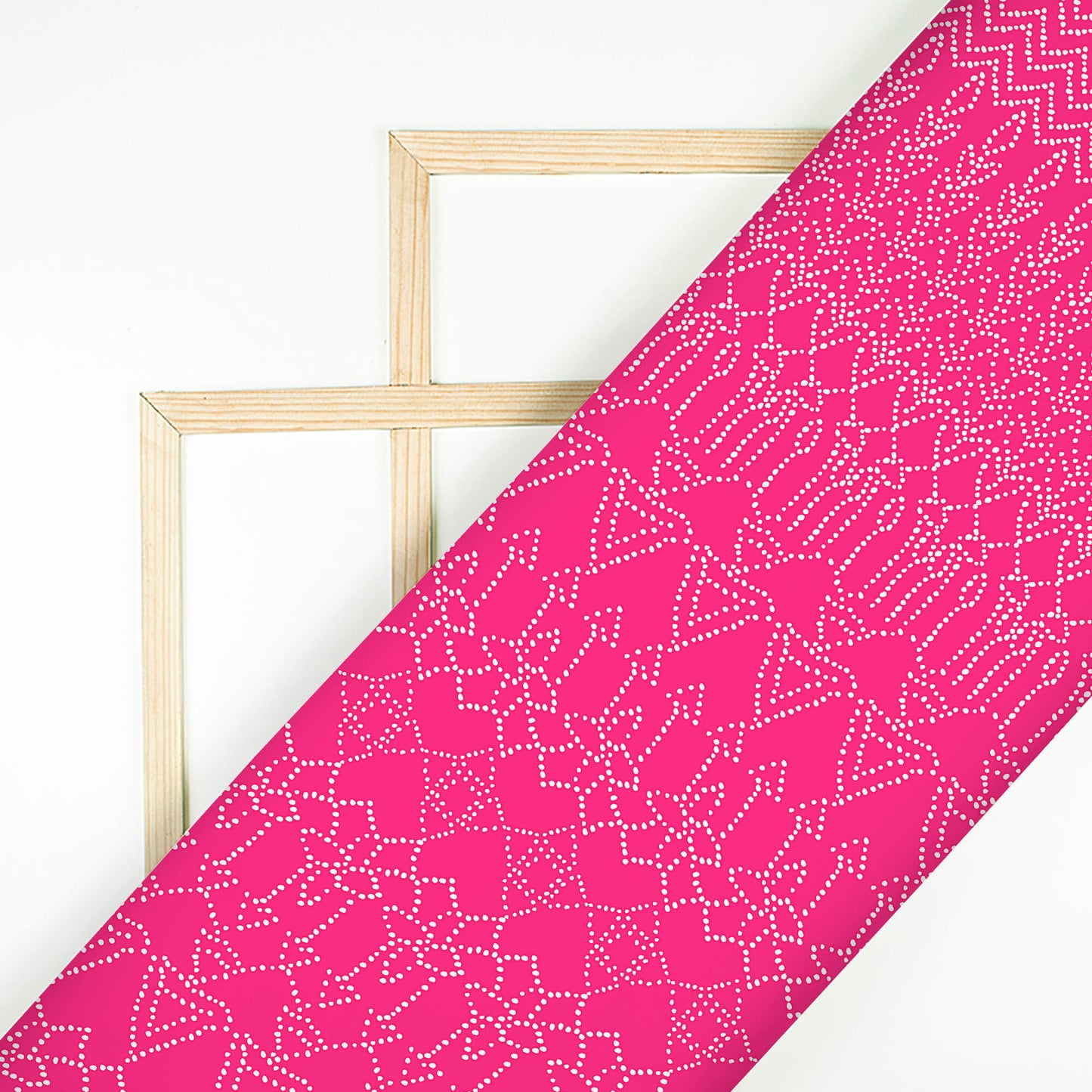 Shreya's Choice Fandango Pink And White Bandhani Pattern Digital Print Chiffon Satin Fabric - Fabcurate