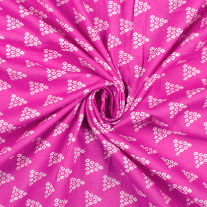 Varsha's Choice Magenta Pink And White Geometric Pattern Digital Print Cotton Cambric Fabric