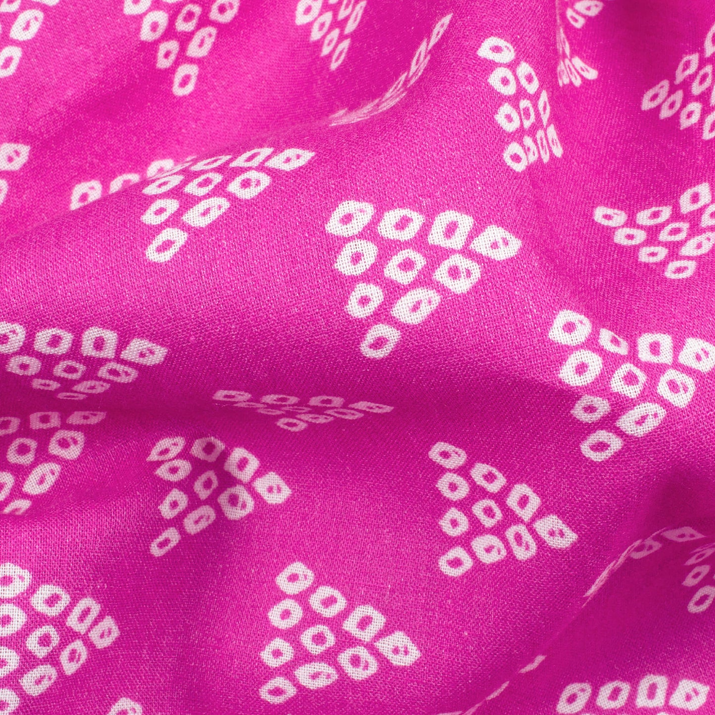 Varsha's Choice Magenta Pink And White Geometric Pattern Digital Print Cotton Cambric Fabric