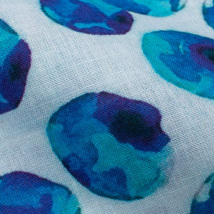 Anuska's Choice White And Blue Quirky Pattern Digital Print Cotton Cambric Fabric