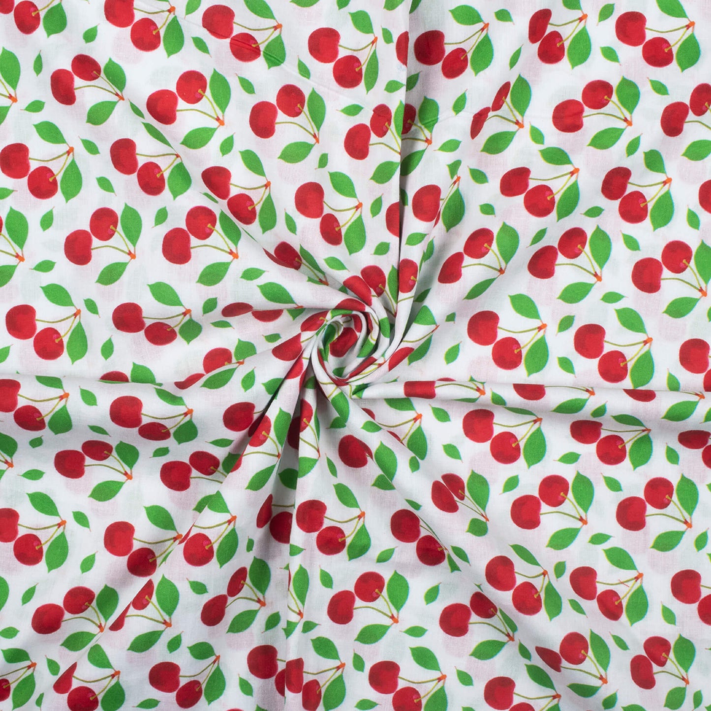 Sneha's Choice White And Red Quirky Pattern Digital Print Cotton Cambric Fabric