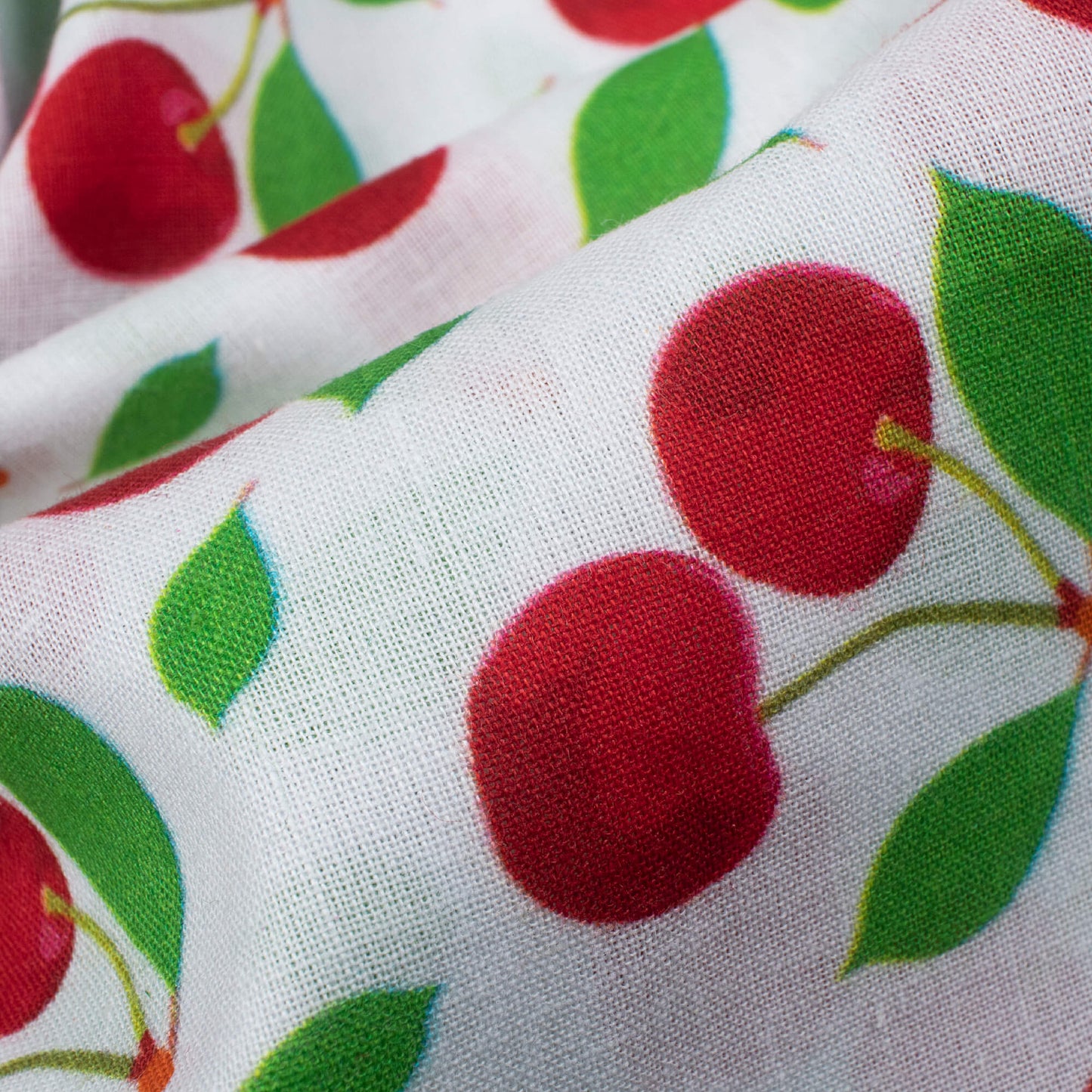 Sneha's Choice White And Red Quirky Pattern Digital Print Cotton Cambric Fabric