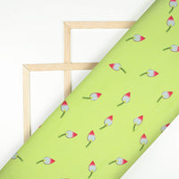 Aradhya's Choice Lamon Green And Pink Floral Pattern Digital Print Cotton Cambric Fabric