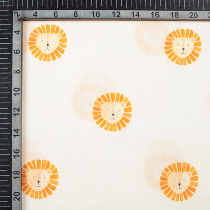Kavya's Choice White And Yellow Animal Pattern Digital Print Cotton Cambric Fabric