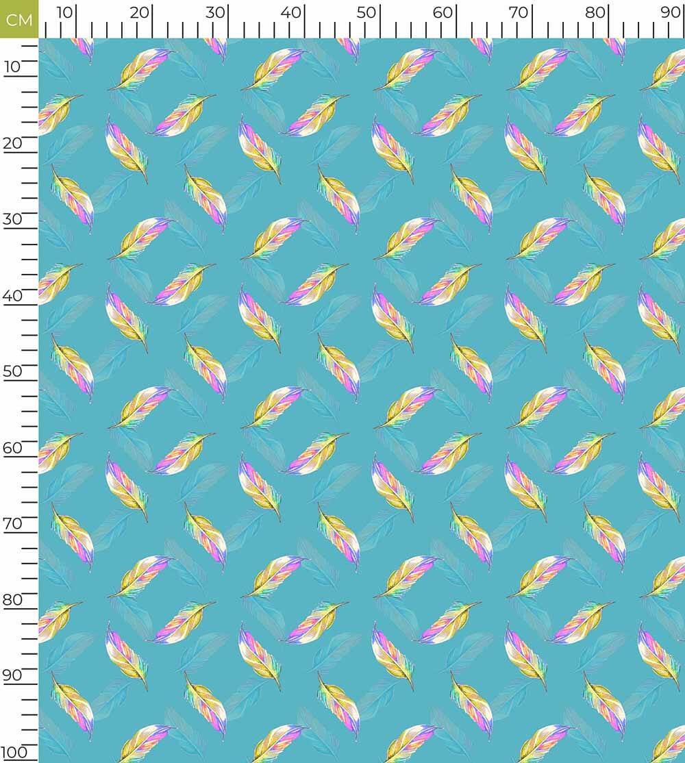 Turkish Blue And Multi-Color Leaf Pattern Digital Print Curate