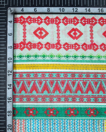 Multi-Color Stripes Pattren Digital Print Chanderi Dupatta With Tassels - Fabcurate
