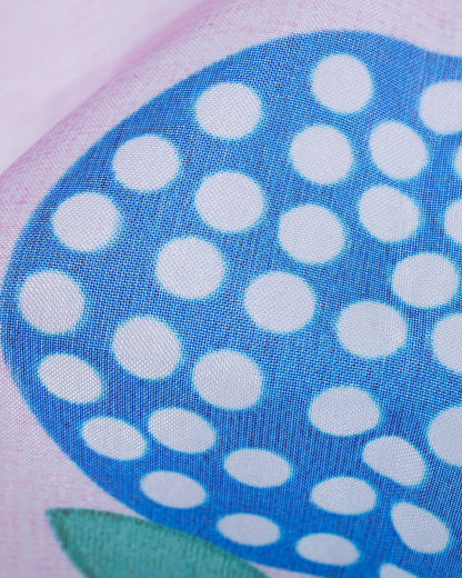 Taffy Pink And Royal Blue Floral Pattern Digital Print Premium Organza Dupatta With Tassels - Fabcurate