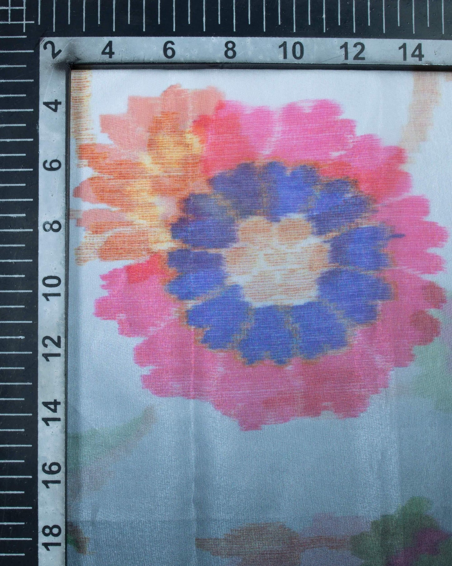 Slate Grey And Pink Floral Pattern Digital Print Premium Organza Dupatta With Tassels - Fabcurate