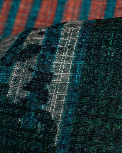 Forest Green And Black Abstract Pattern Digital Print Kota Doria Dupatta With Tassels - Fabcurate