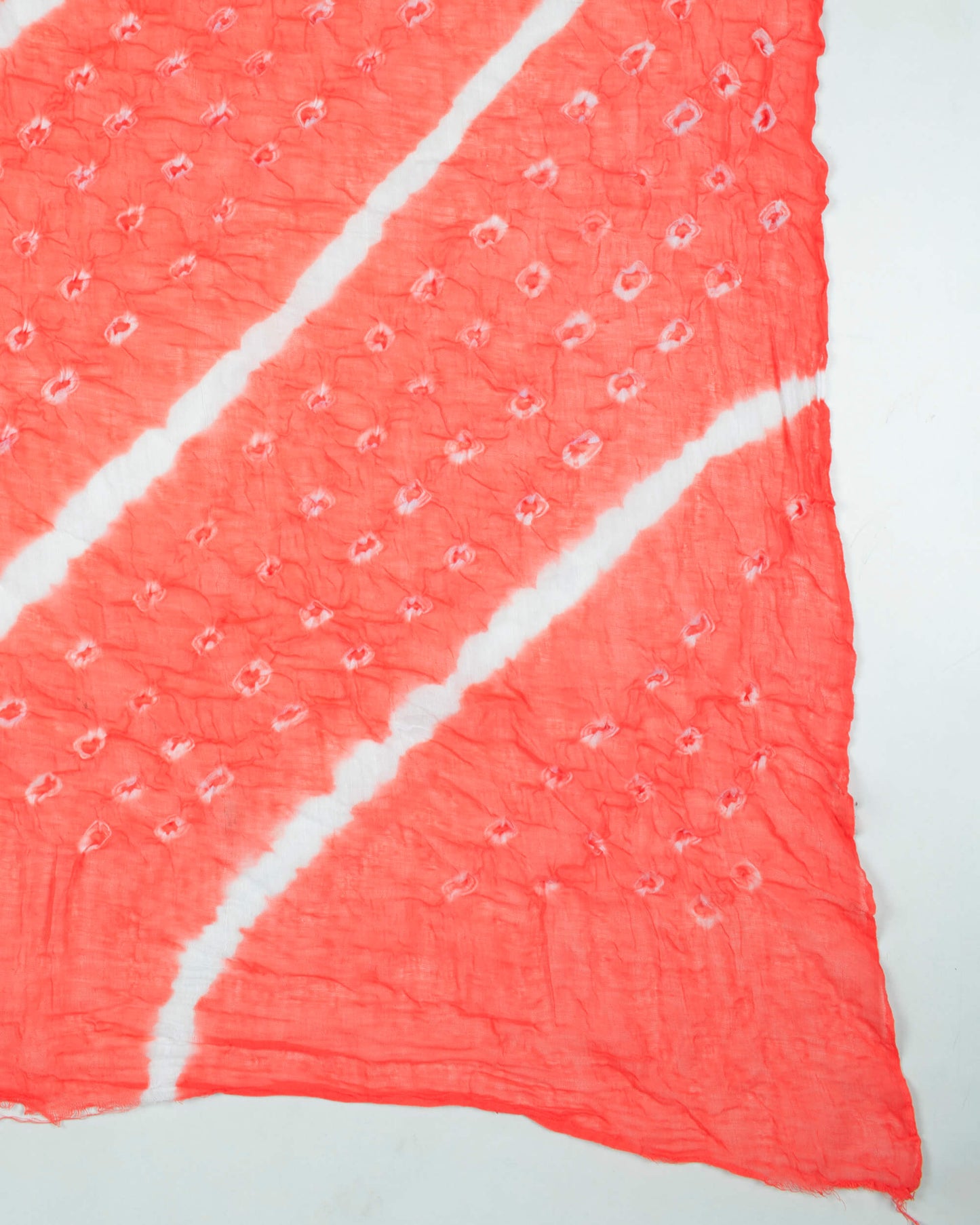 Salmon Pink Kutchhi Bandhani Tie & Dye Cotton Dupatta