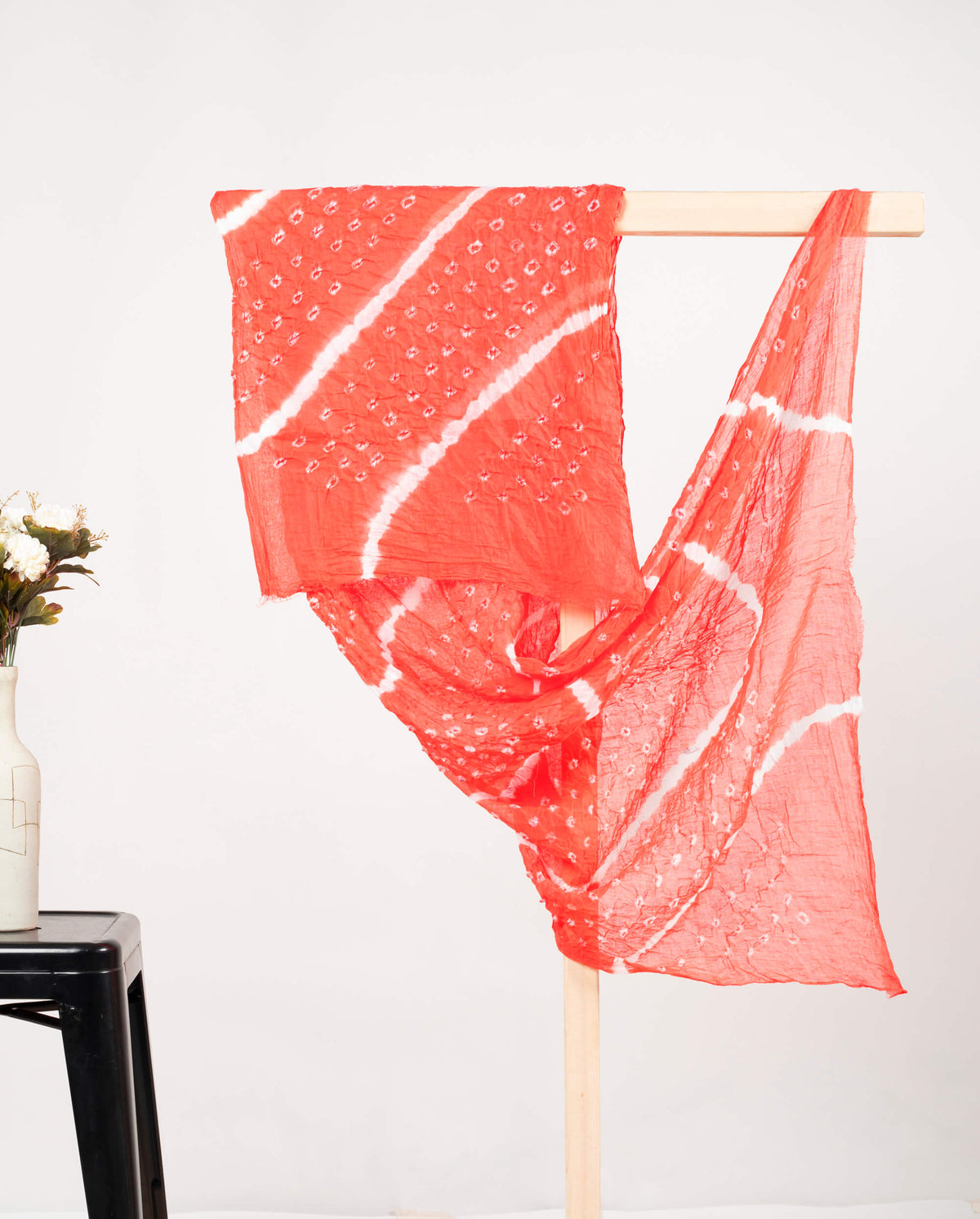 Salmon Pink Kutchhi Bandhani Tie & Dye Cotton Dupatta