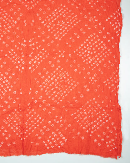 Salmon Orange Kutchhi Bandhani Tie & Dye Cotton Dupatta