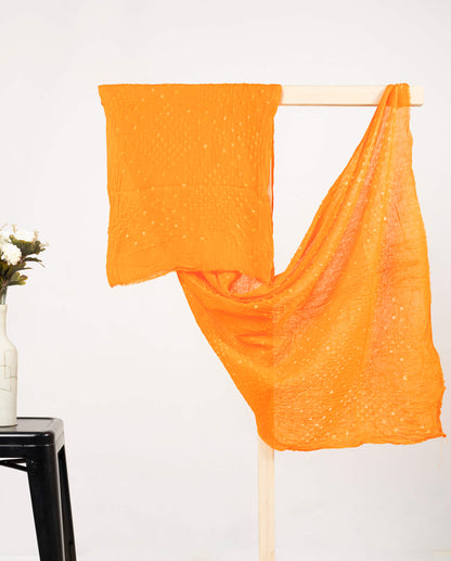 Fire Yellow Kutchhi Bandhani Tie & Dye Cotton Dupatta