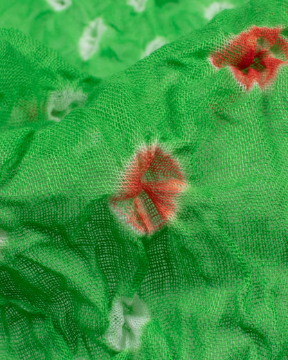 Parrot Green Kutchhi Bandhani Tie & Dye Cotton Dupatta