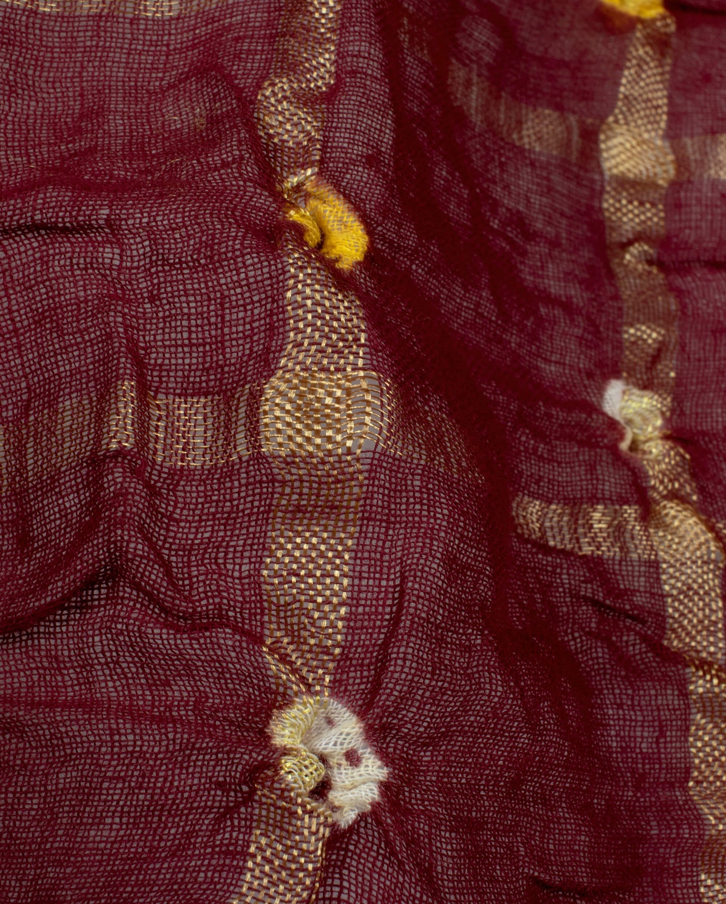Syrup Brown Kutchhi Bandhani Tie & Dye Cotton With Checks Zari Border Dupatta