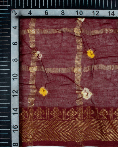 Syrup Brown Kutchhi Bandhani Tie & Dye Cotton With Checks Zari Border Dupatta