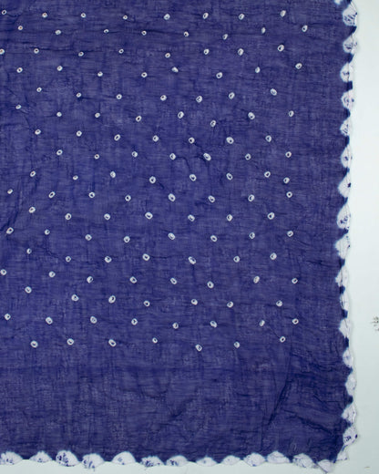 Space Blue Kutchhi Bandhani Tie & Dye Cotton Dupatta