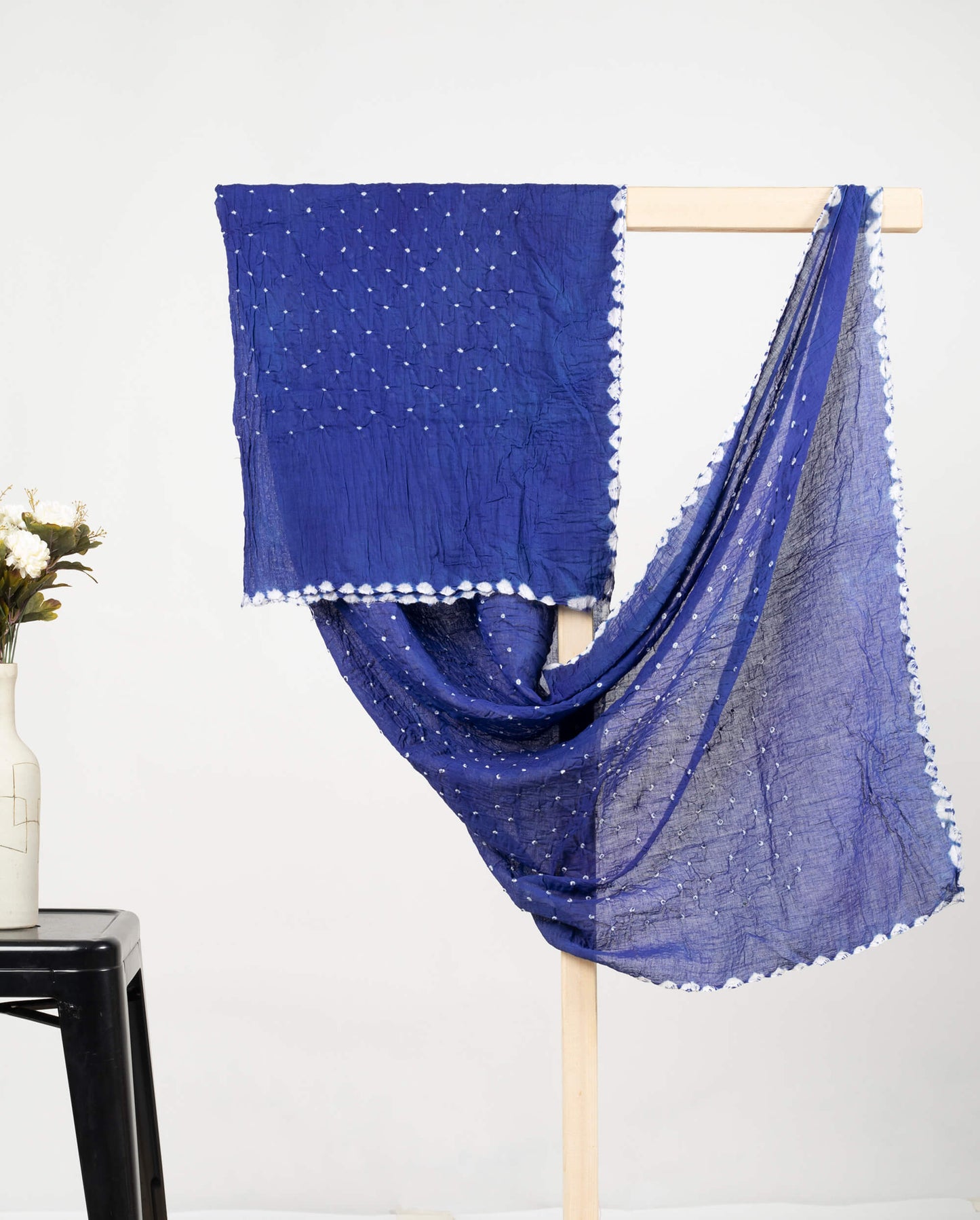 Space Blue Kutchhi Bandhani Tie & Dye Cotton Dupatta