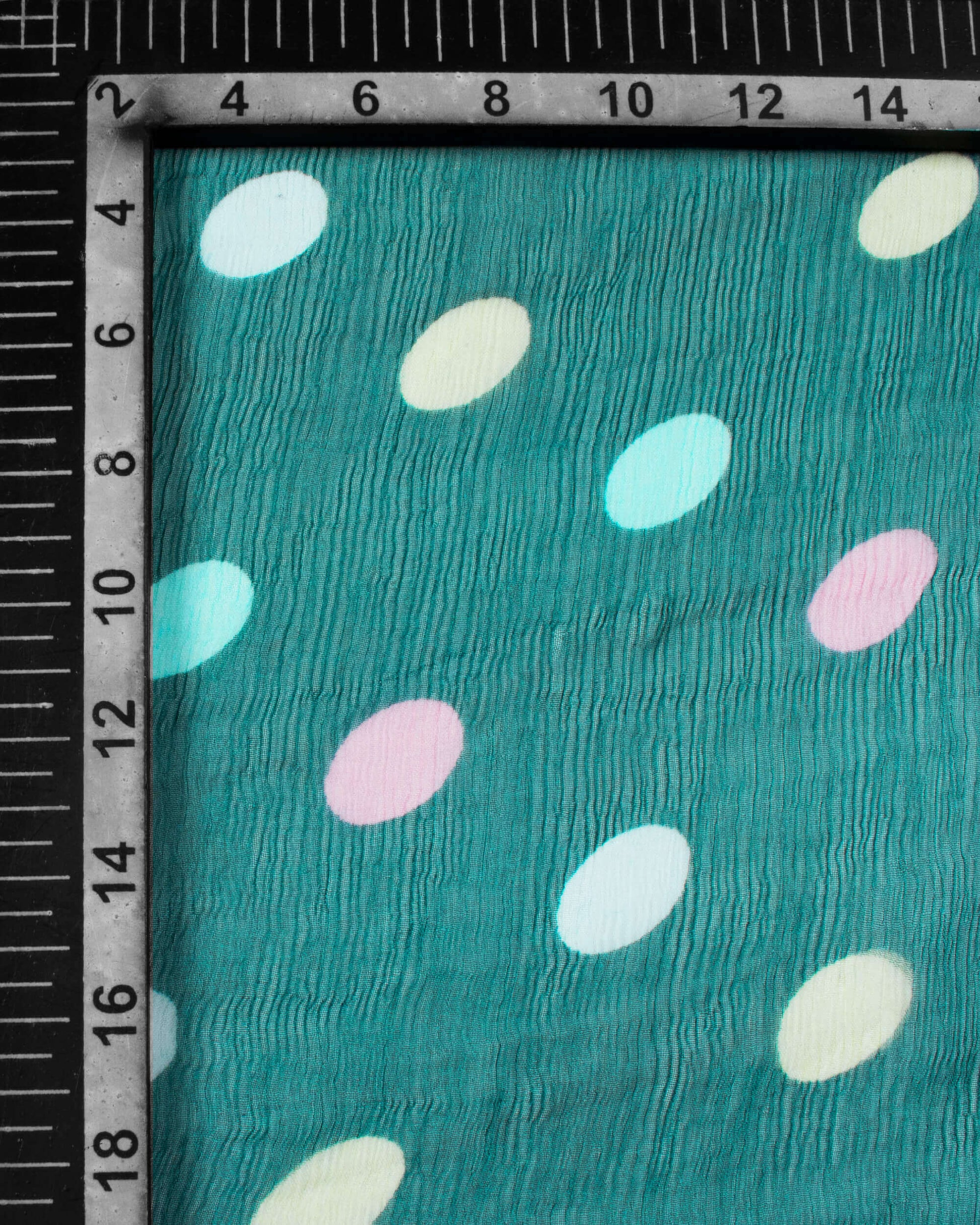 Pine Green And Pink Polka Dots Pattern Digital Print Bemberg Chiffon Dupatta With Tassels - Fabcurate