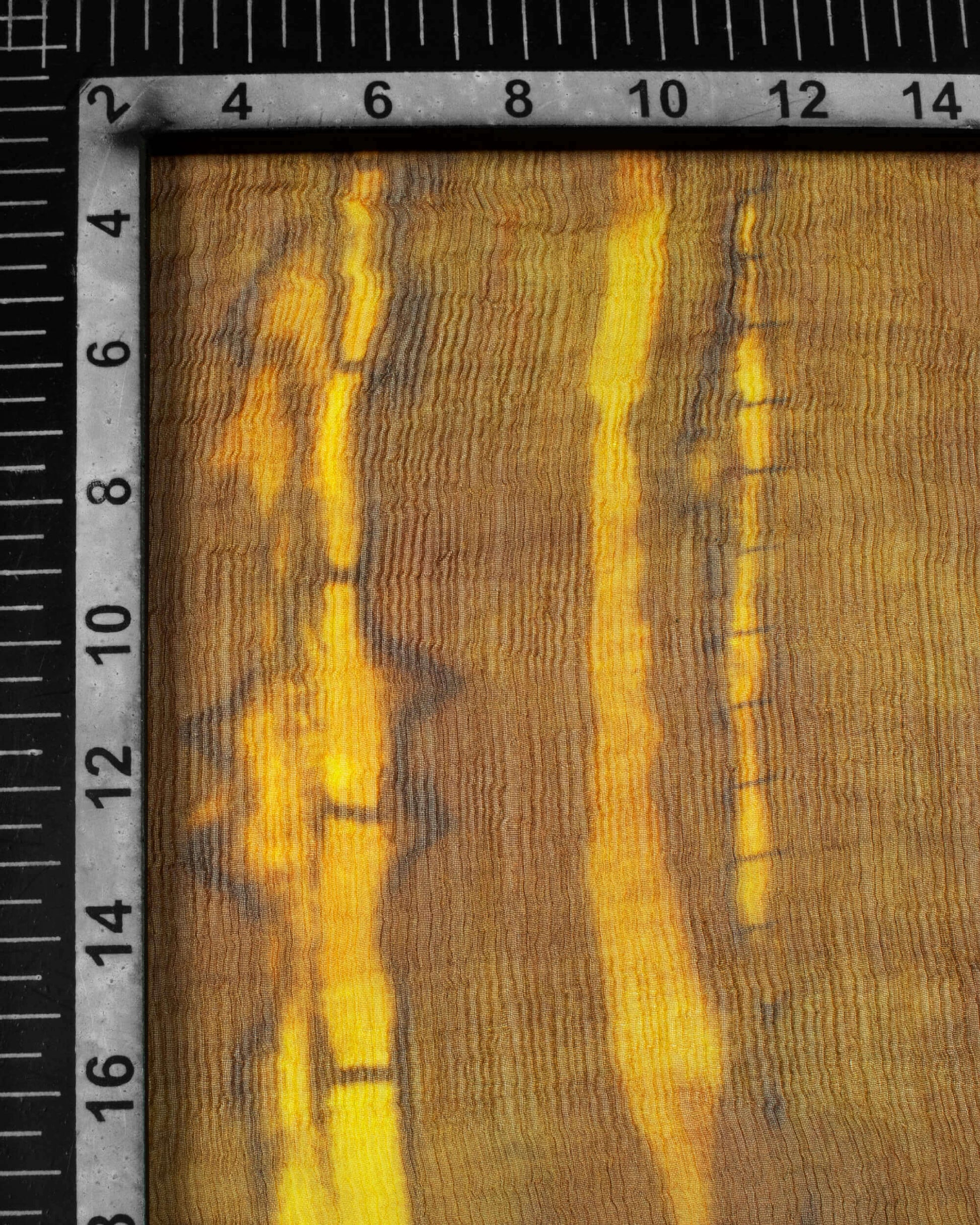 Brown And Yellow Shibori Pattern Digital Print Bemberg Chiffon Dupatta With Tassels - Fabcurate
