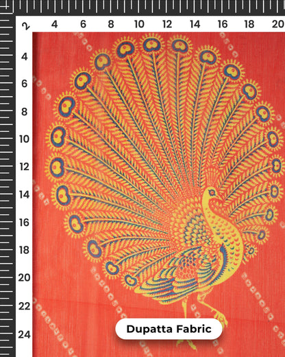 Pink And Red Digital Print Traditional Chiffon Dupatta With Tassles