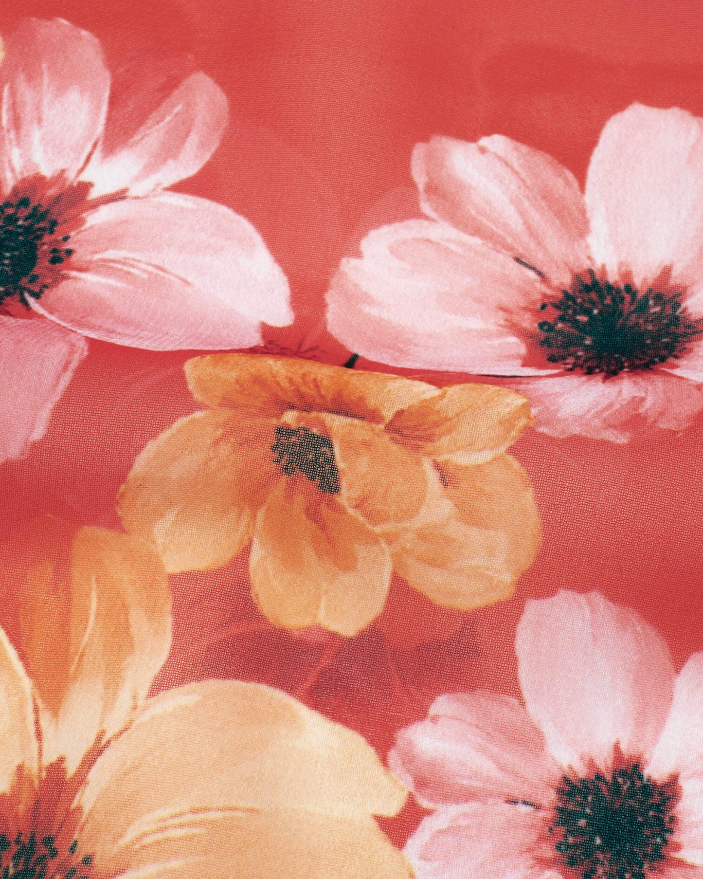 Red And Pink Floral Pattern Digital Print Georgette Dupatta With Tassels